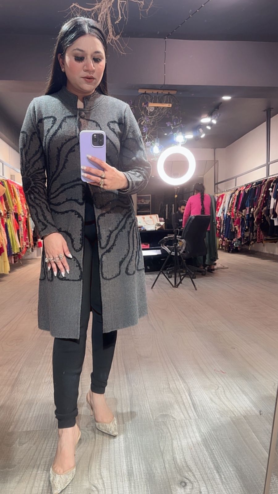 Korea Grey warm Long Jacket