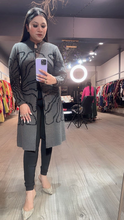 Korea Grey warm Long Jacket
