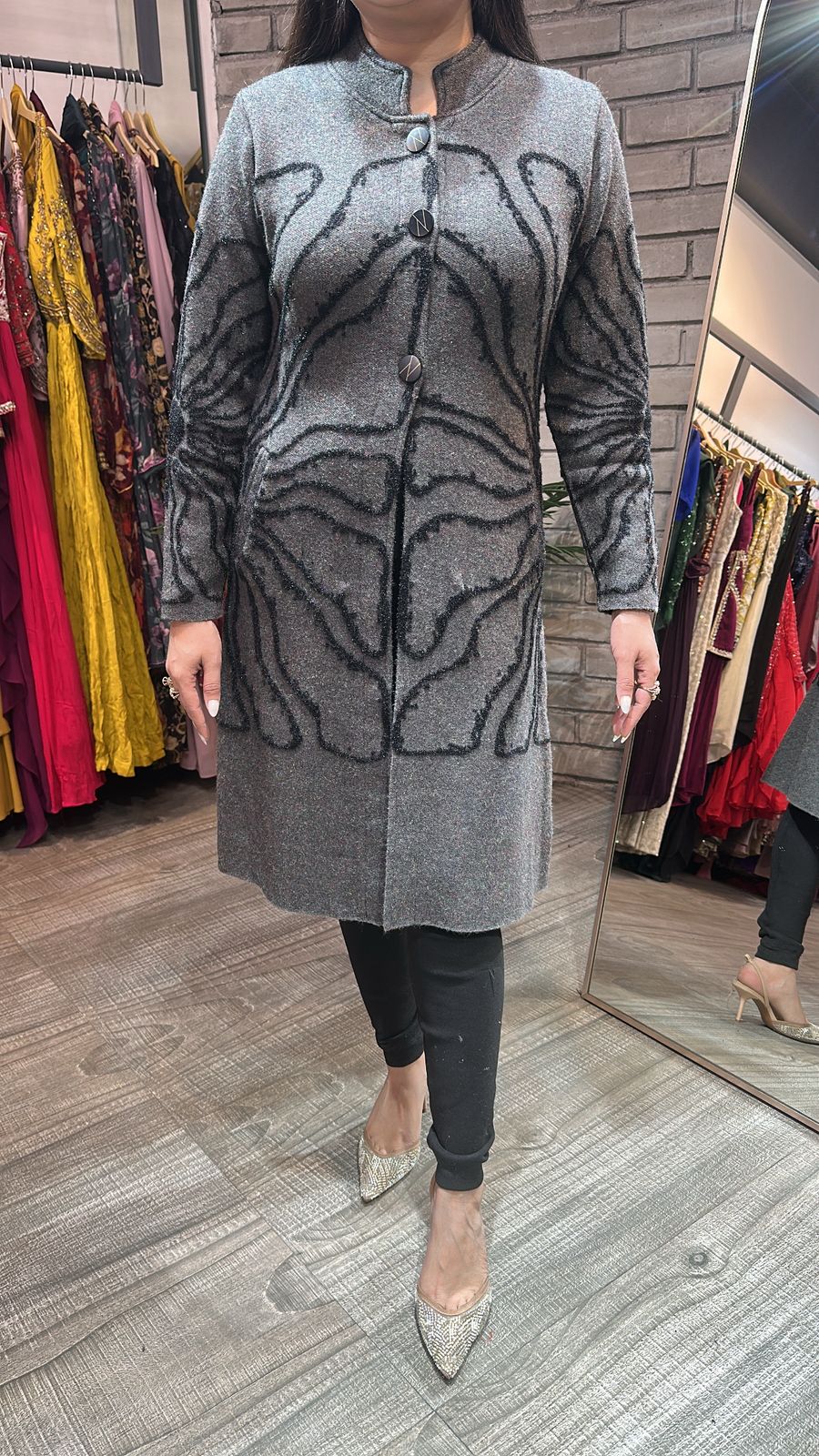 Korea Grey warm Long Jacket