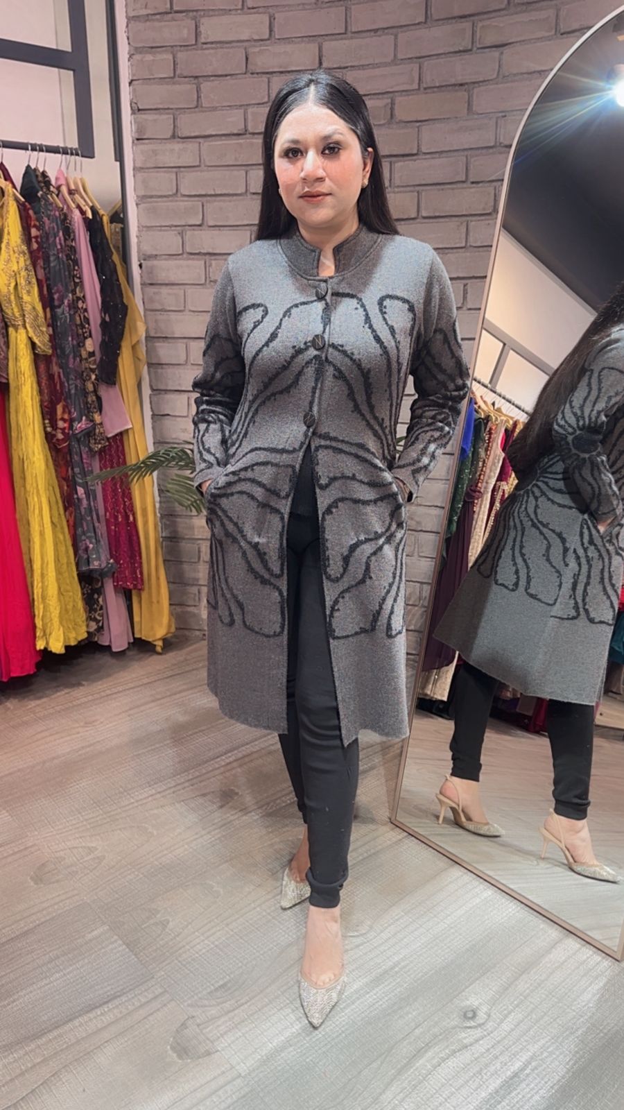 Korea Grey warm Long Jacket