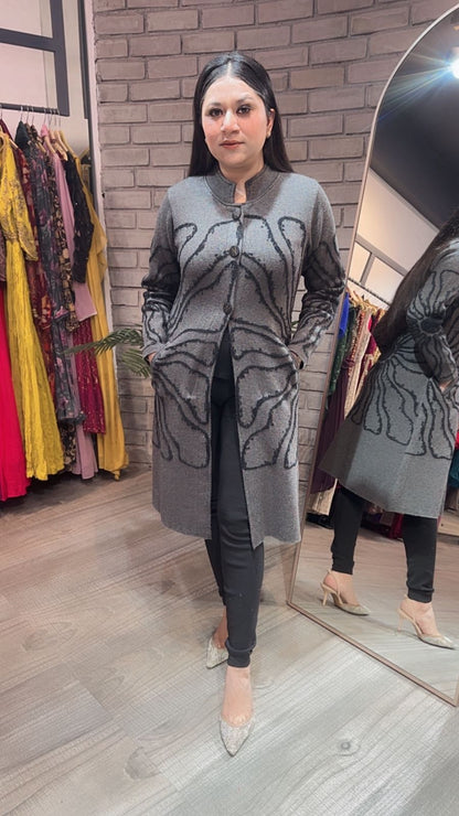 Korea Grey warm Long Jacket