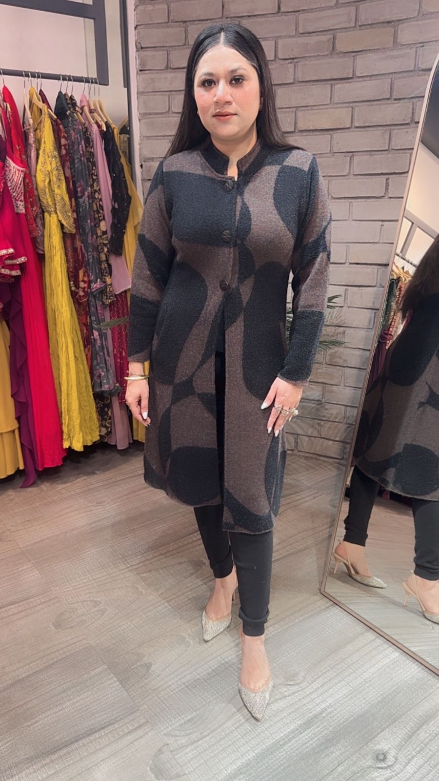 Korea Black Dark Brown warm Long Jacket