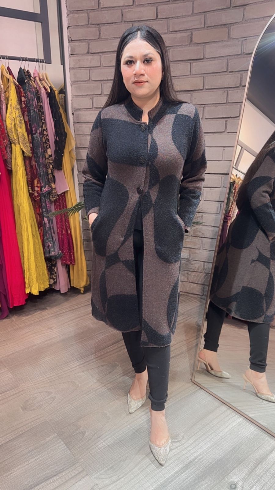 Korea Black Dark Brown warm Long Jacket