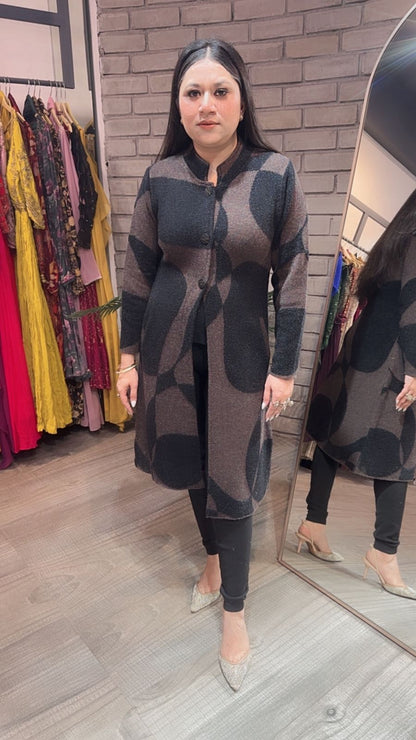 Korea Black Dark Brown warm Long Jacket