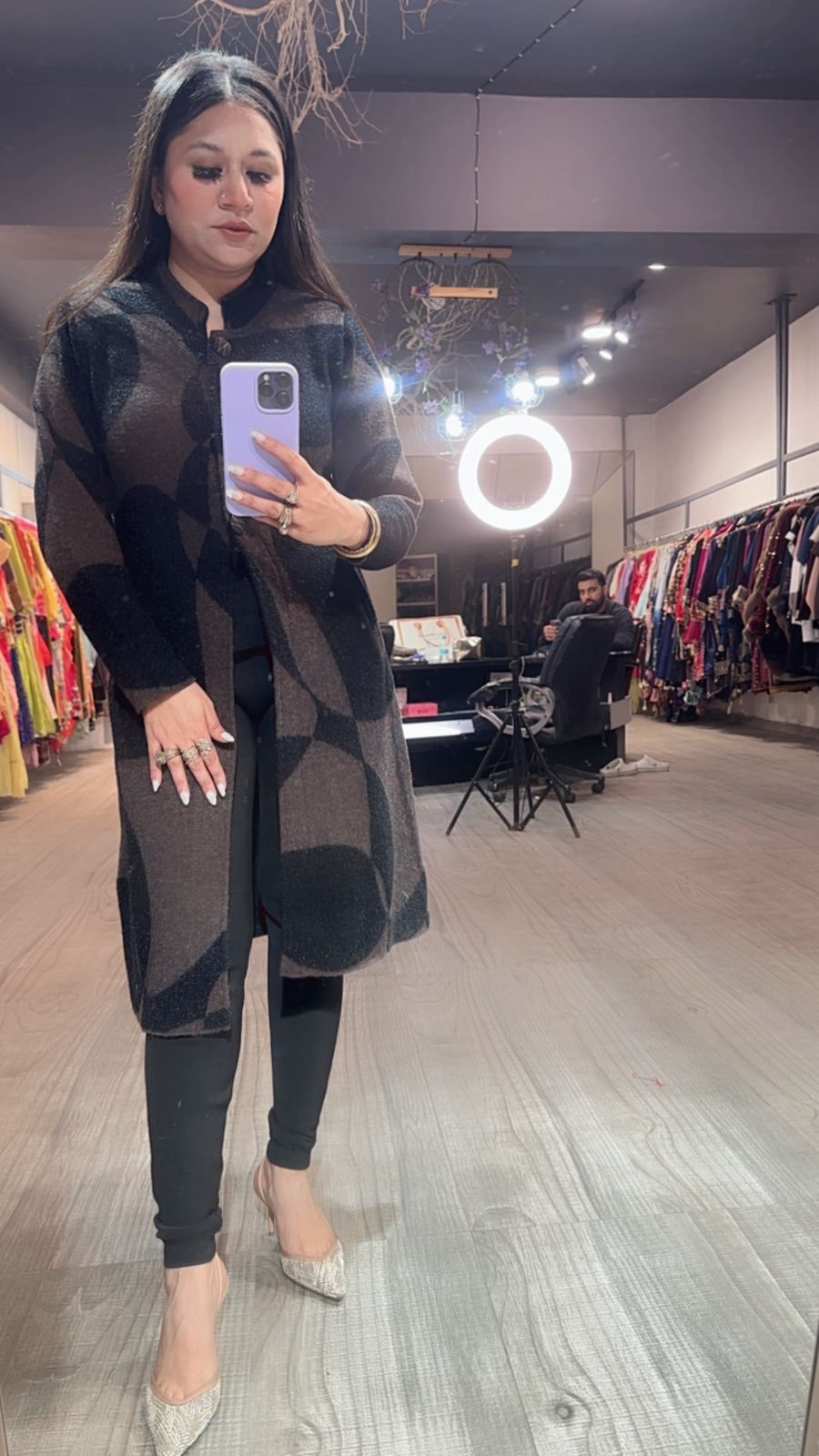 Korea Black Dark Brown warm Long Jacket