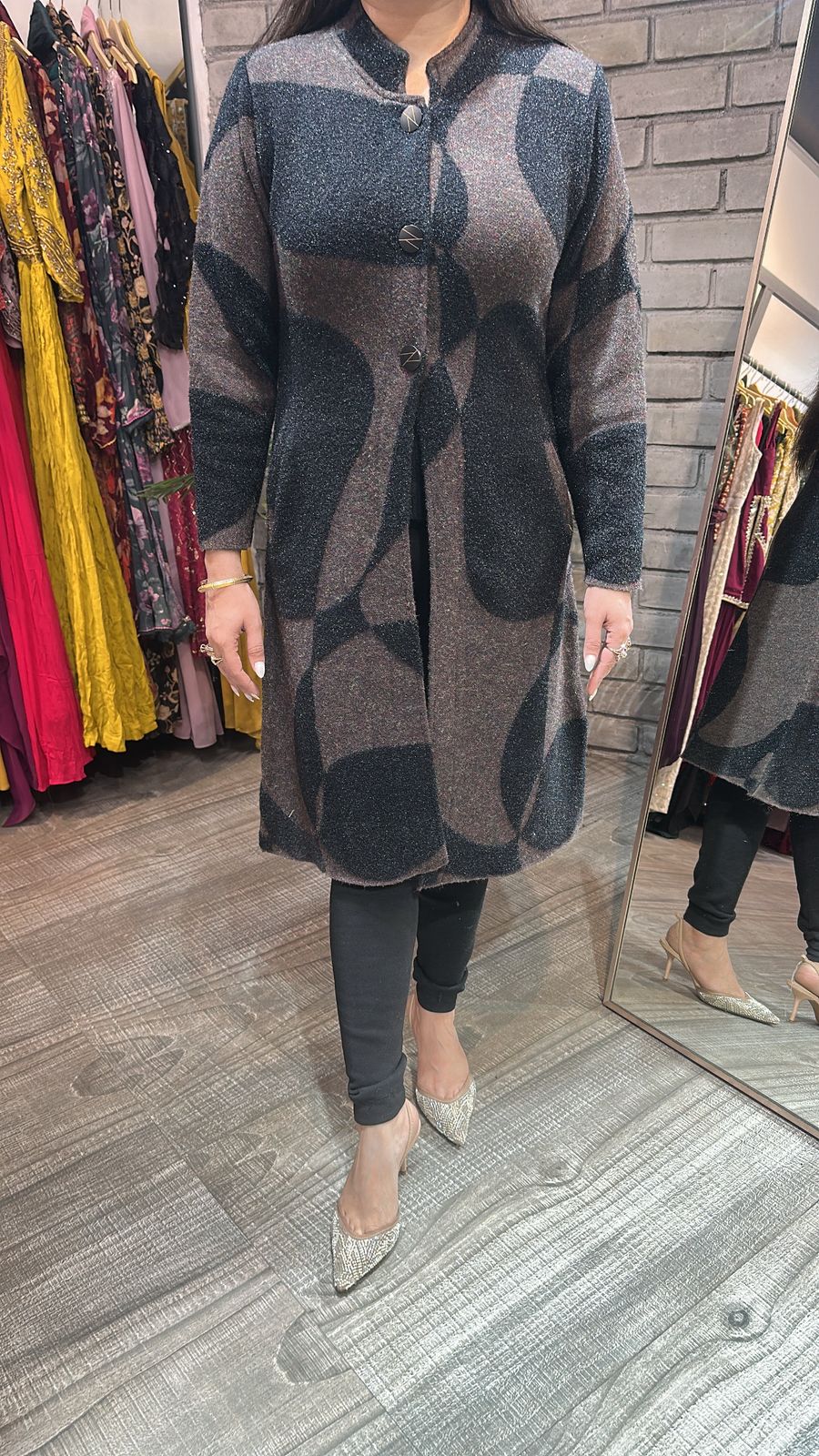 Korea Black Dark Brown warm Long Jacket