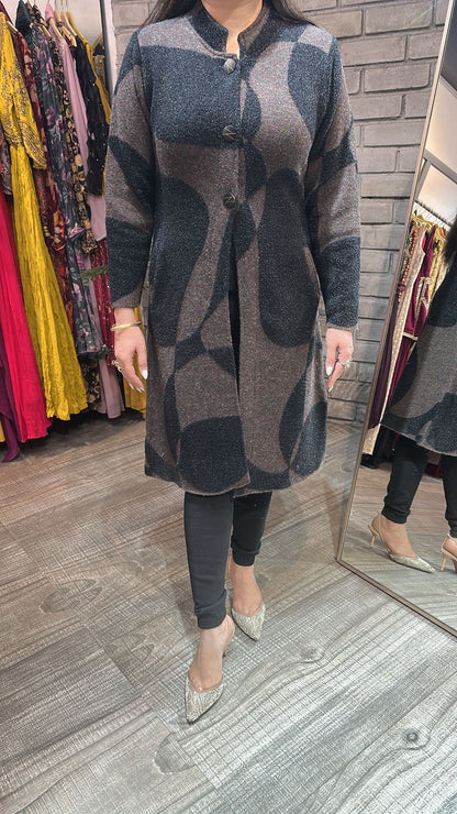 Korea Black Dark Brown warm Long Jacket