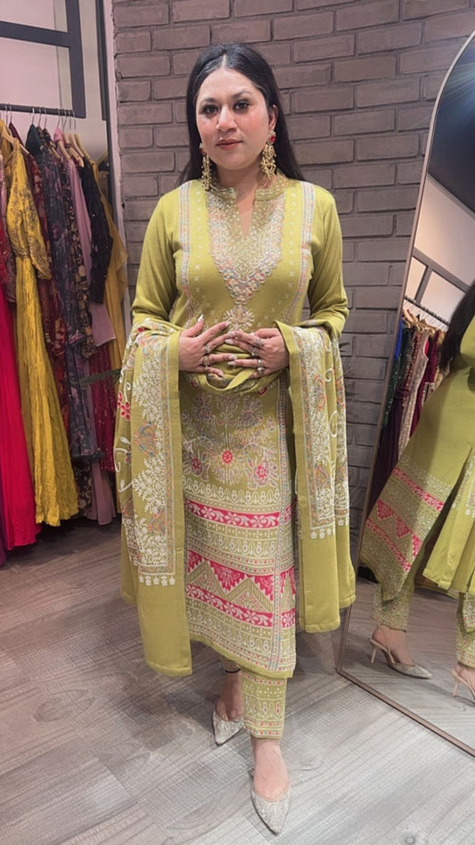 Pepper Mint Lime Woolen Designer suit