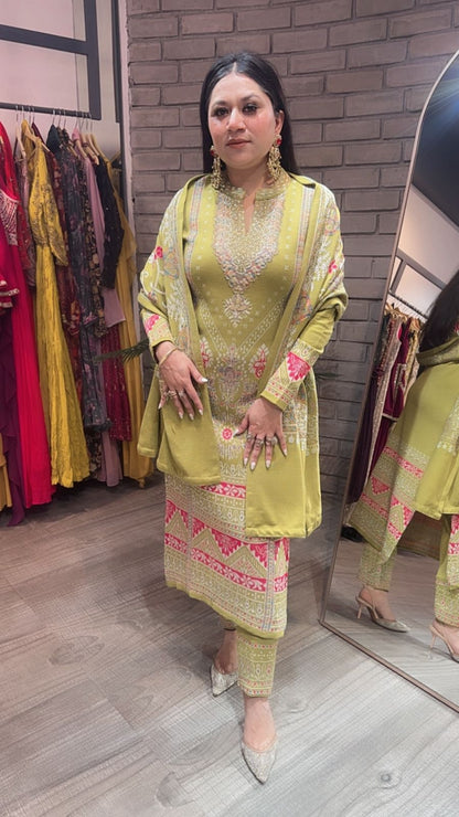 Pepper Mint Lime Woolen Designer suit
