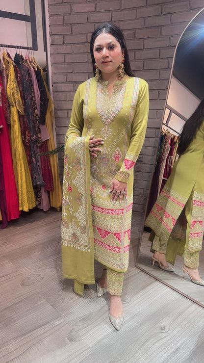 Pepper Mint Lime Woolen Designer suit