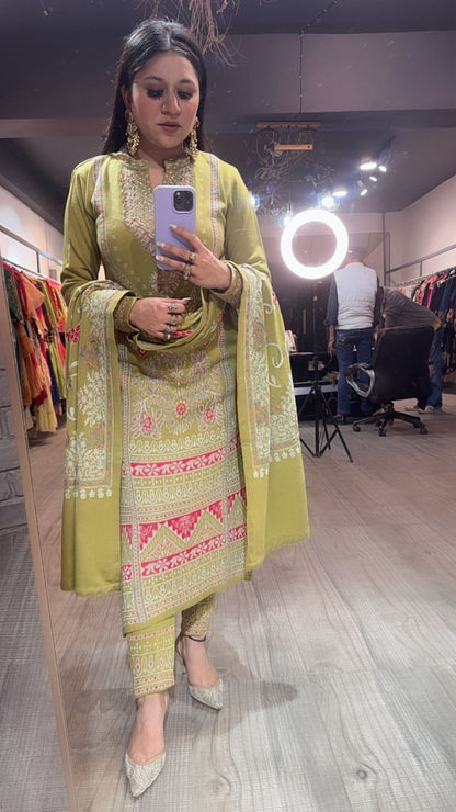 Pepper Mint Lime Woolen Designer suit