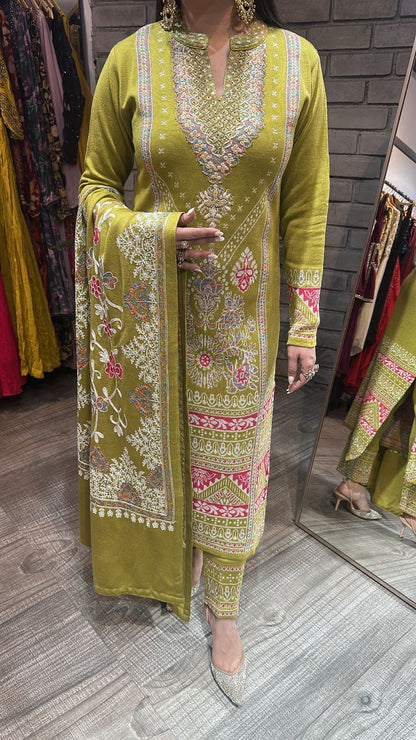 Pepper Mint Lime Woolen Designer suit