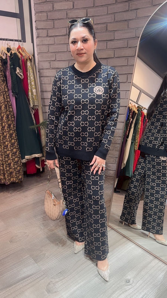 Emily Black Woolen Cordset