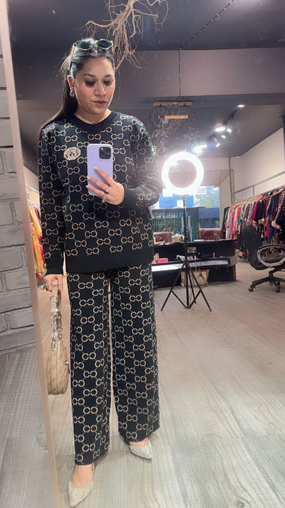 Emily Black Woolen Cordset