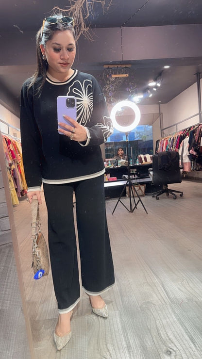 Italy Black Woolen Cordset