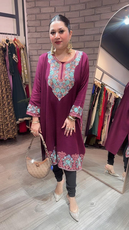 Jammu wine phiran Thread embroidered
