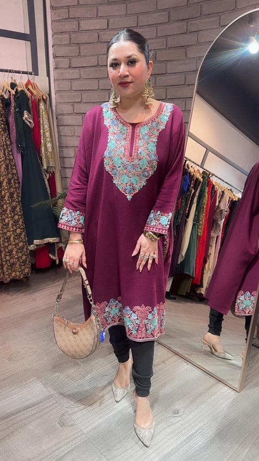 Jammu wine phiran Thread embroidered