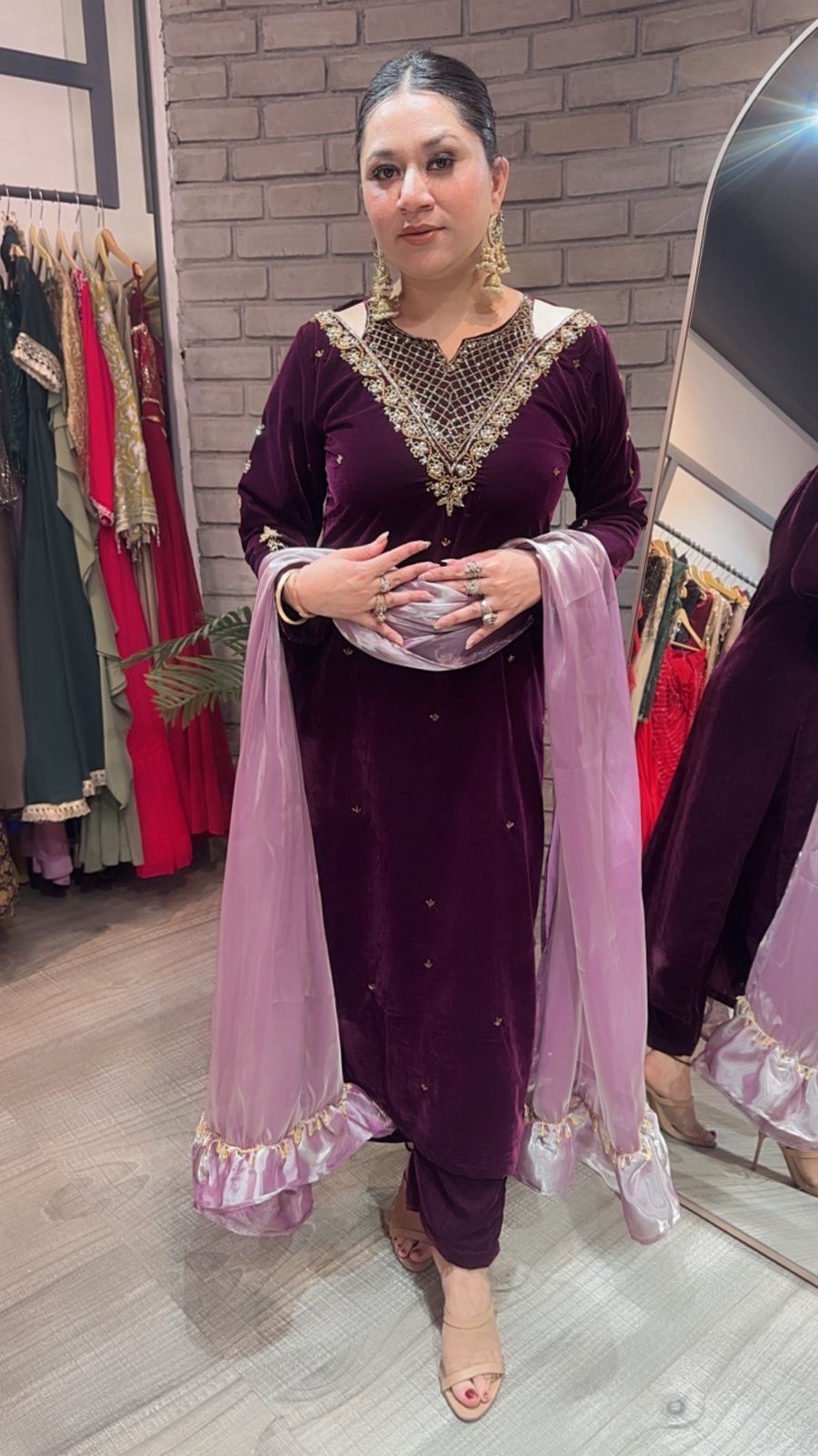 Kabira wine Designer velvet Suit