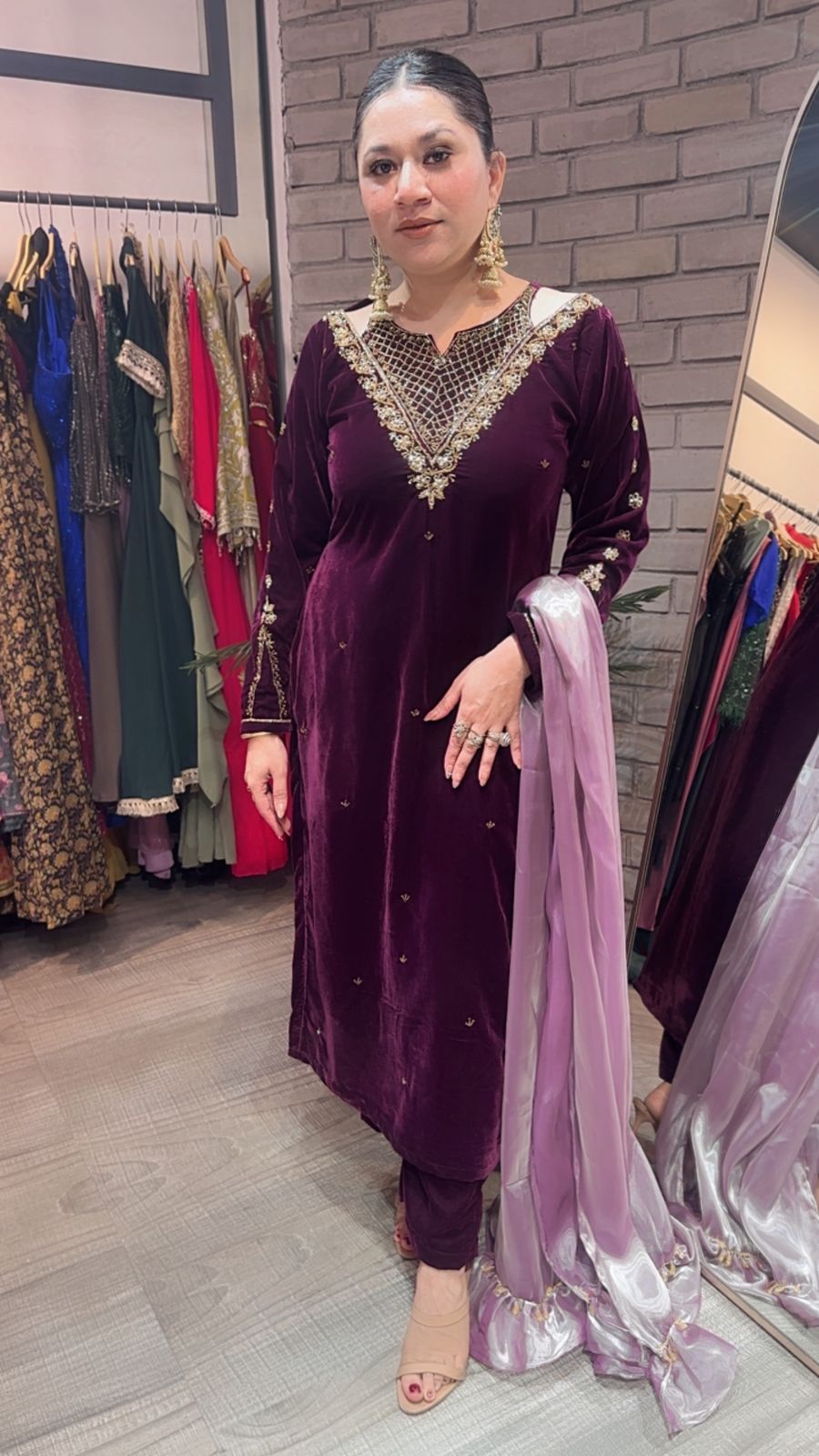 Kabira wine Designer velvet Suit