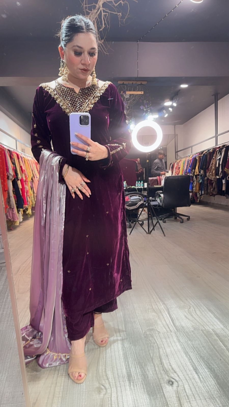 Kabira wine Designer velvet Suit