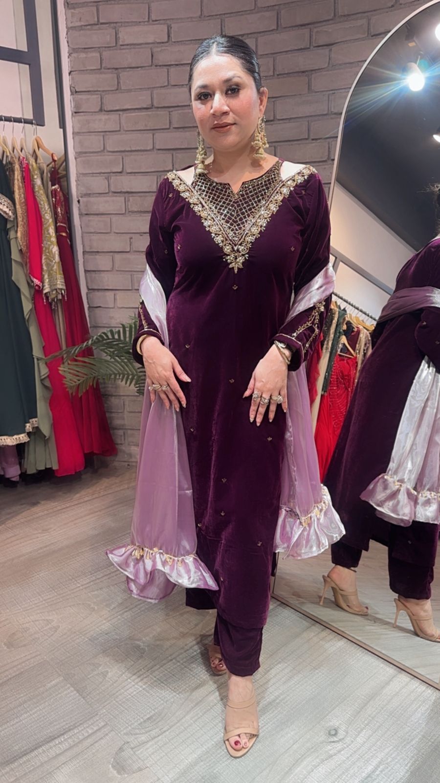 Kabira wine Designer velvet Suit