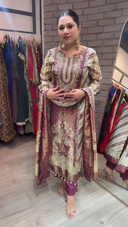 Mughal Designer Cotton Shimmer Suit