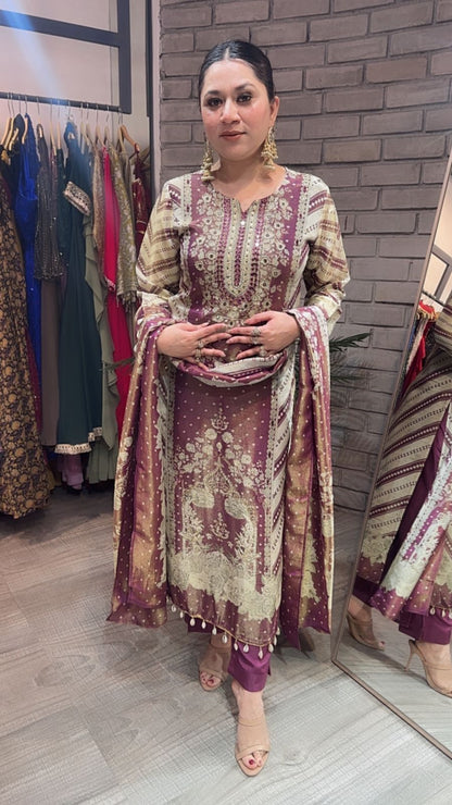 Mughal Designer Cotton Shimmer Suit