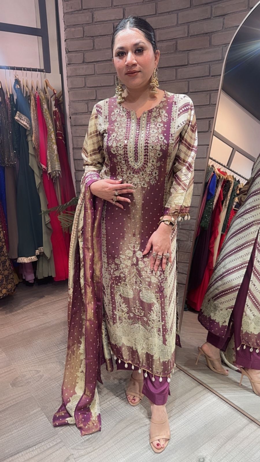 Mughal Designer Cotton Shimmer Suit