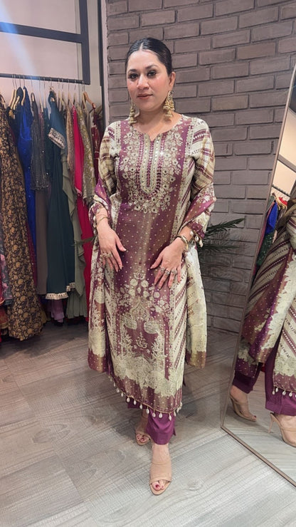 Mughal Designer Cotton Shimmer Suit