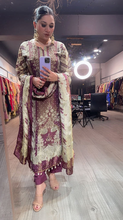 Mughal Designer Cotton Shimmer Suit