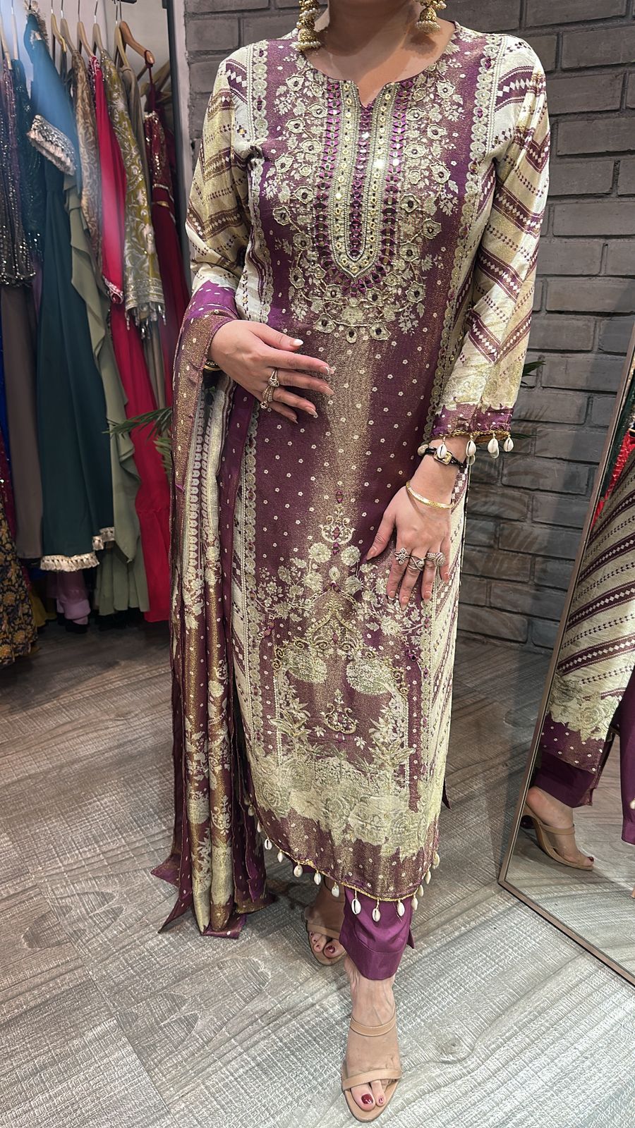 Mughal Designer Cotton Shimmer Suit