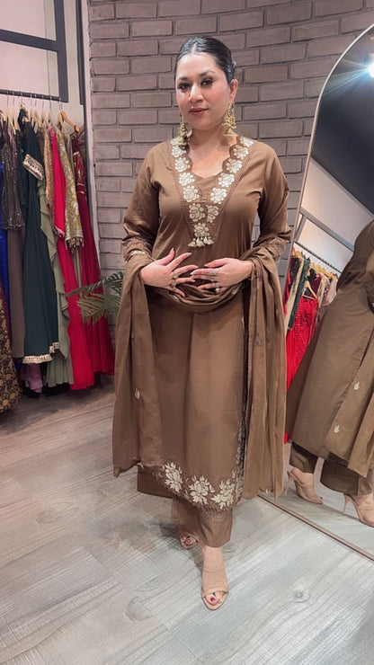 Sitara Coffee Designer Cotton suit