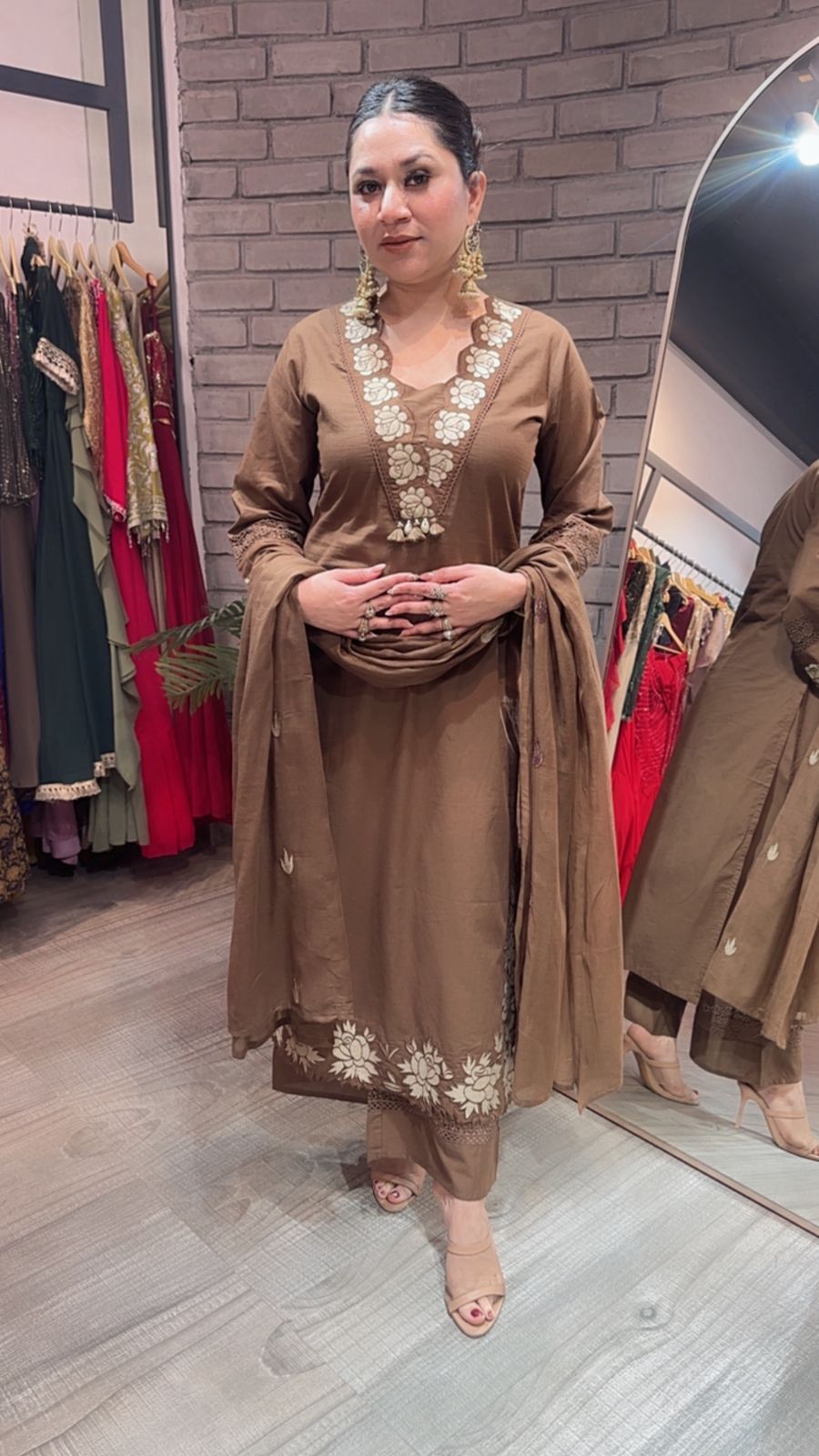 Sitara Coffee Designer Cotton suit