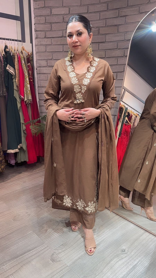 Sitara coffee Designer Cotton suit