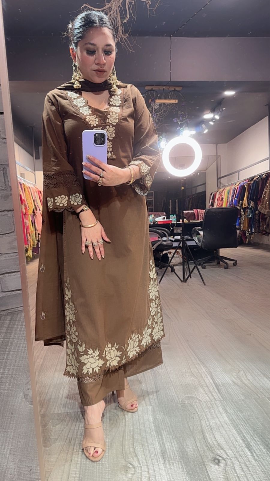 Sitara Coffee Designer Cotton suit