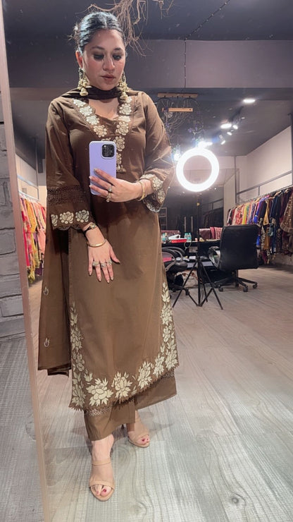 Sitara Coffee Designer Cotton suit