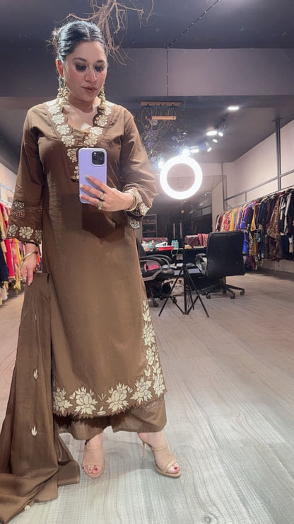 Sitara Coffee Designer Cotton suit