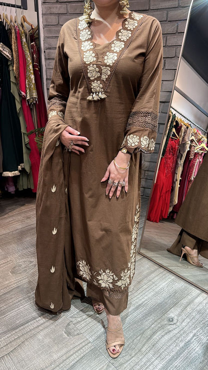 Sitara Coffee Designer Cotton suit