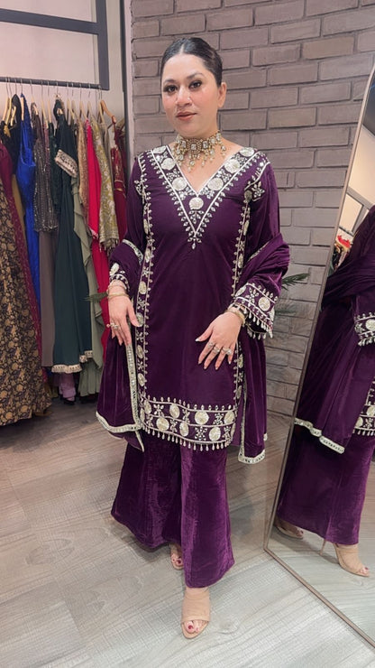 Dilwale wine Mirror velvet Designer suit