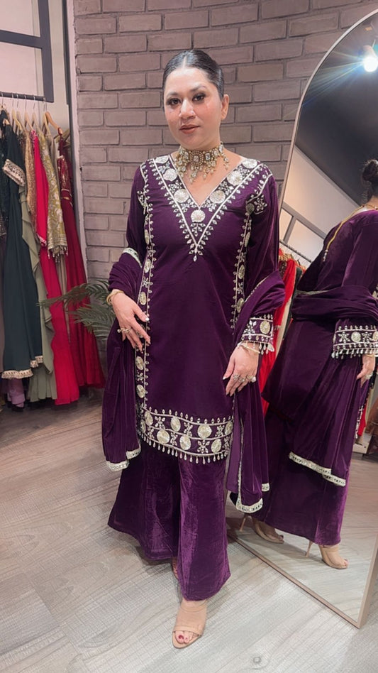 Dilwale wine Mirror velvet Designer suit