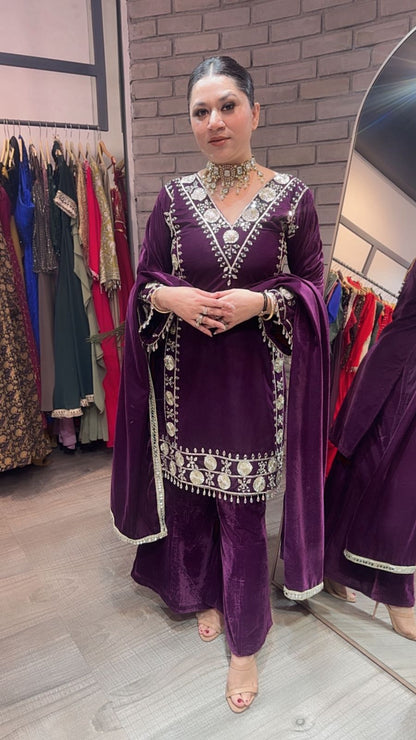 Dilwale wine Mirror velvet Designer suit