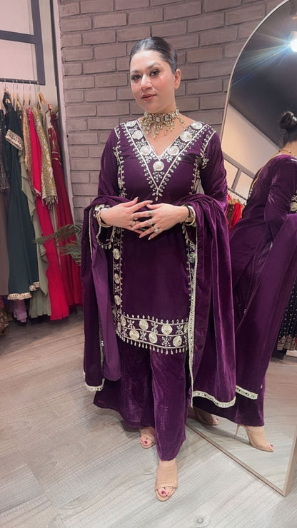 Dilwale wine Mirror velvet Designer suit