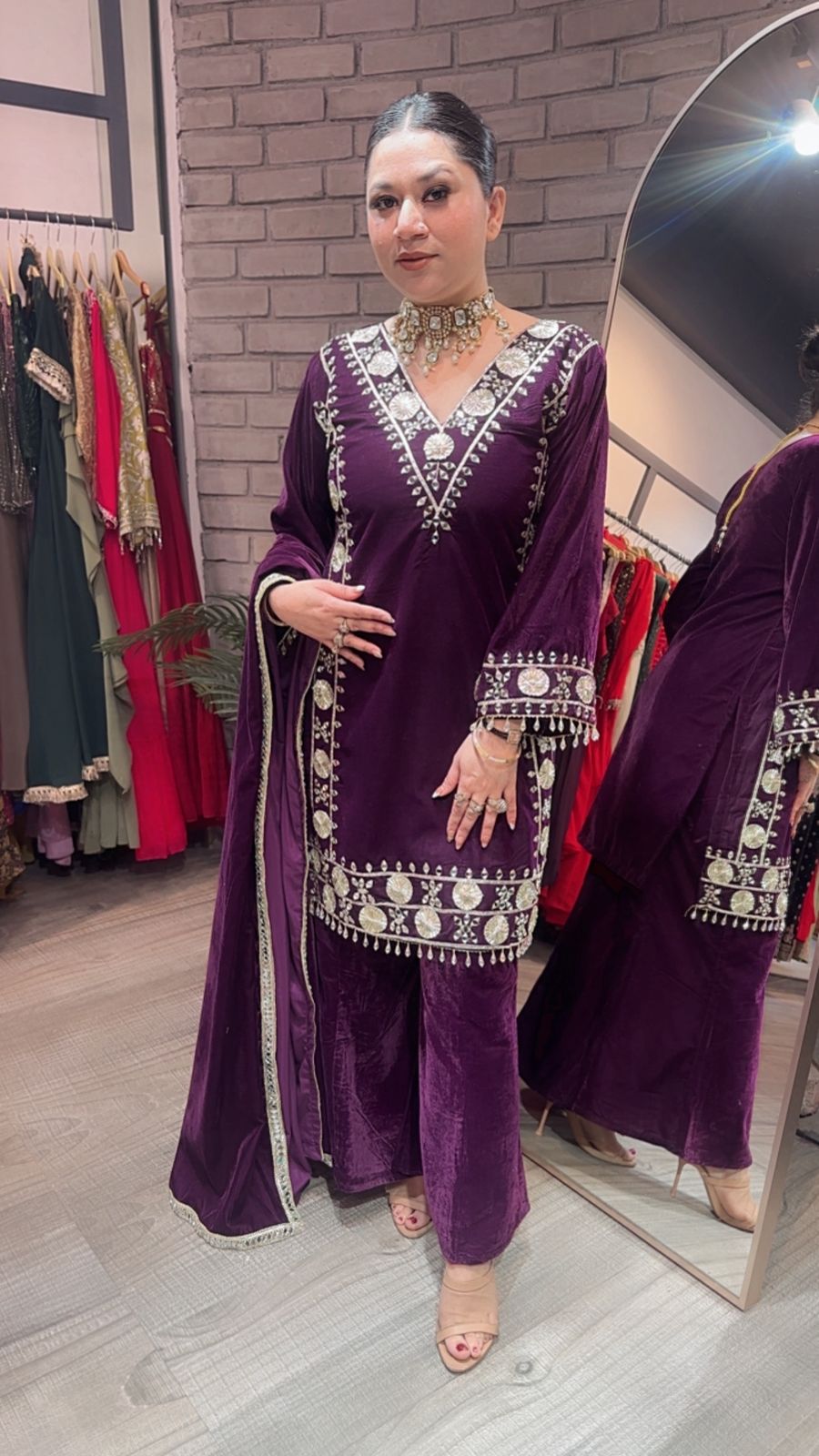 Dilwale wine Mirror velvet Designer suit