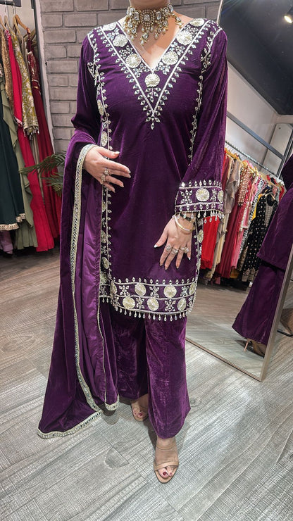 Dilwale wine Mirror velvet Designer suit