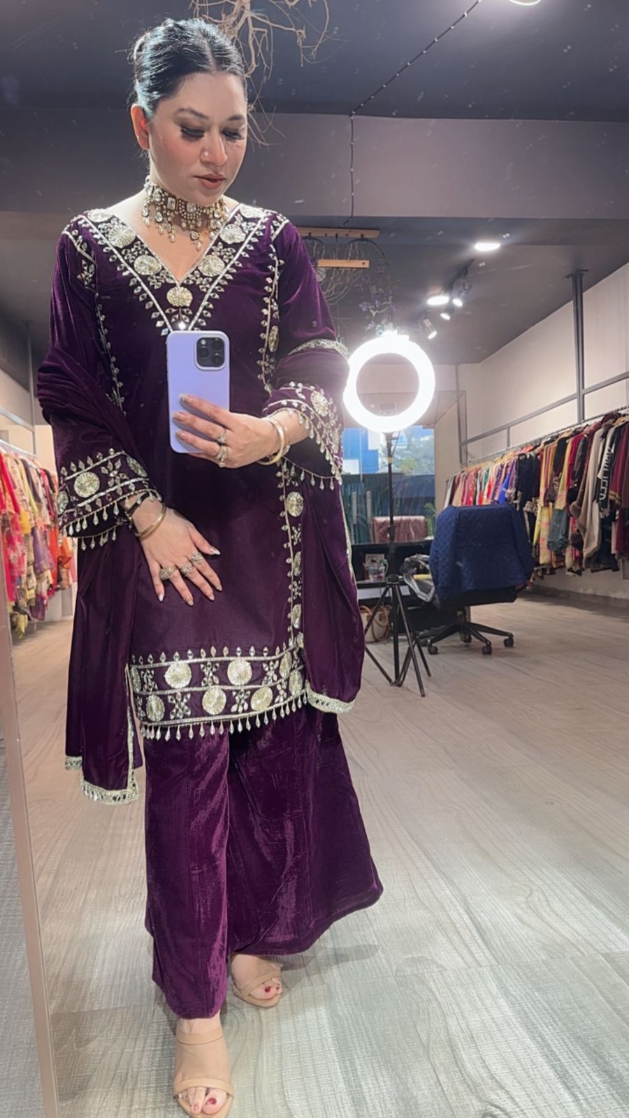 Dilwale wine Mirror velvet Designer suit