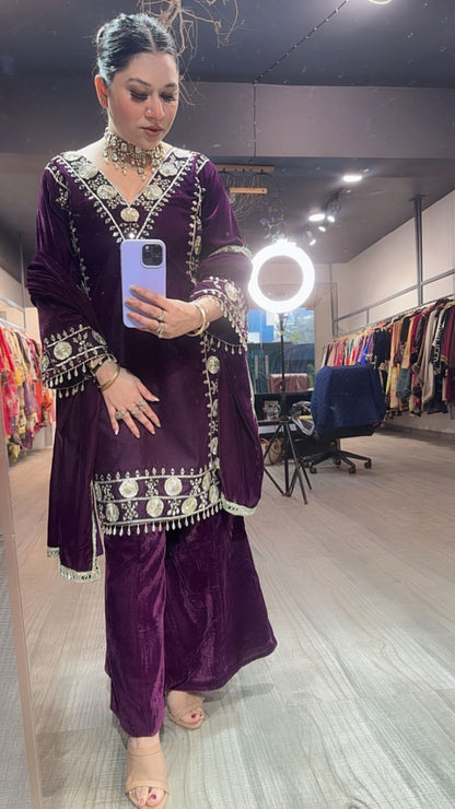Dilwale wine Mirror velvet Designer suit