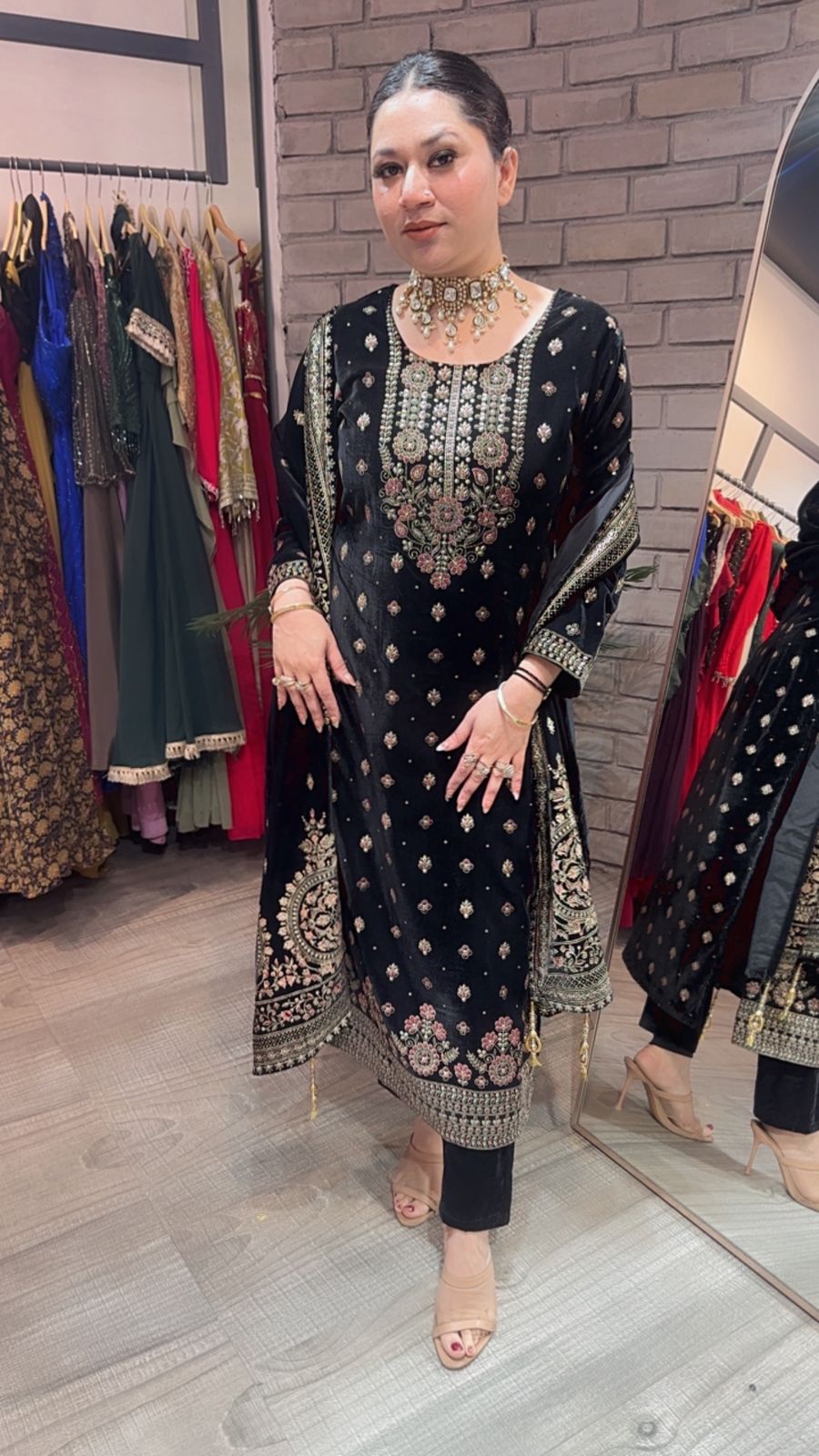Dhurandhar Black velvet  Designer suit