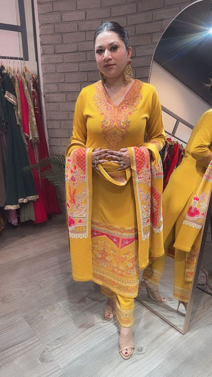 Daawat Musturd Designer Woolen suit