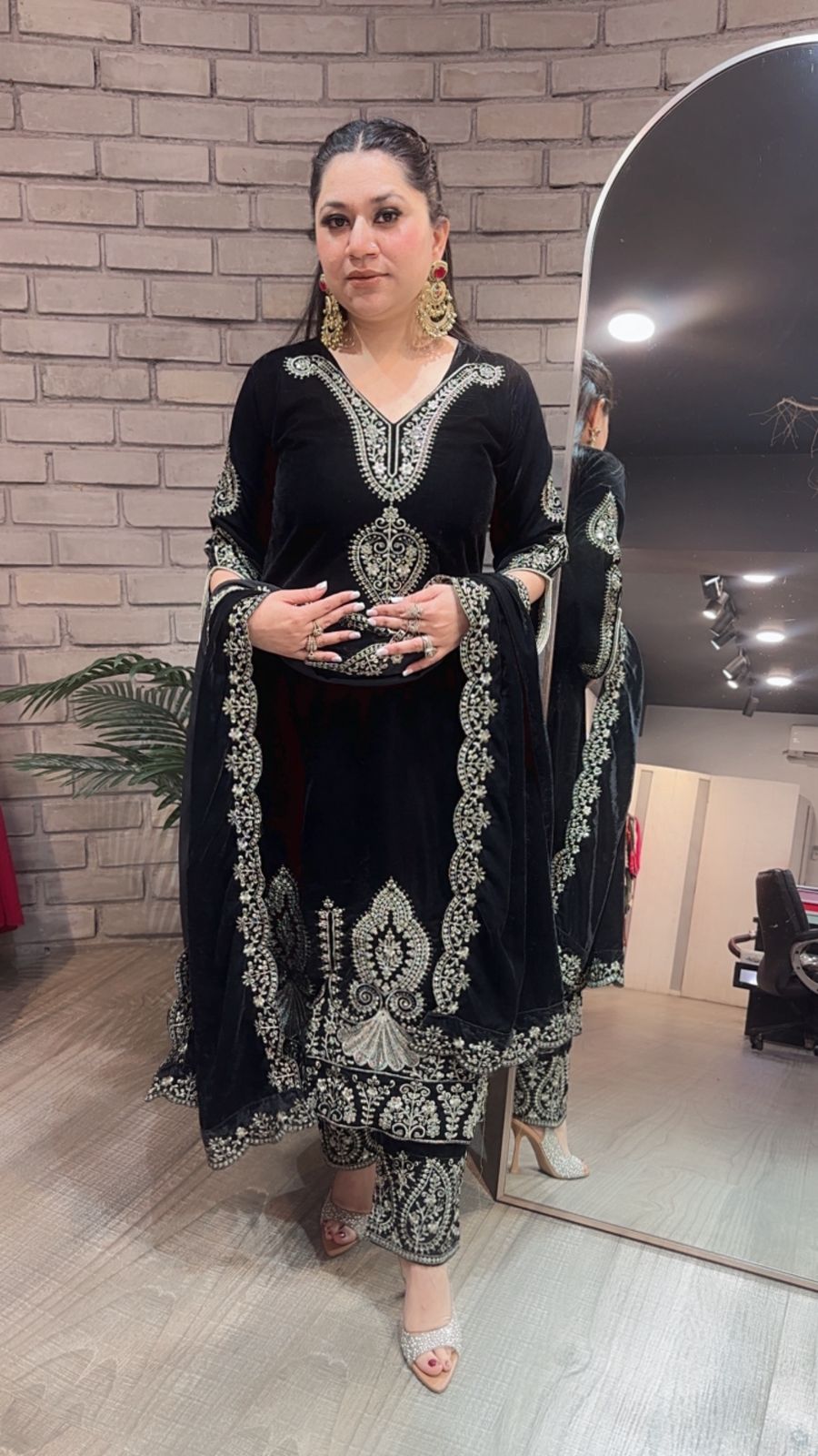 Tehseen Black Designer velvet Suit