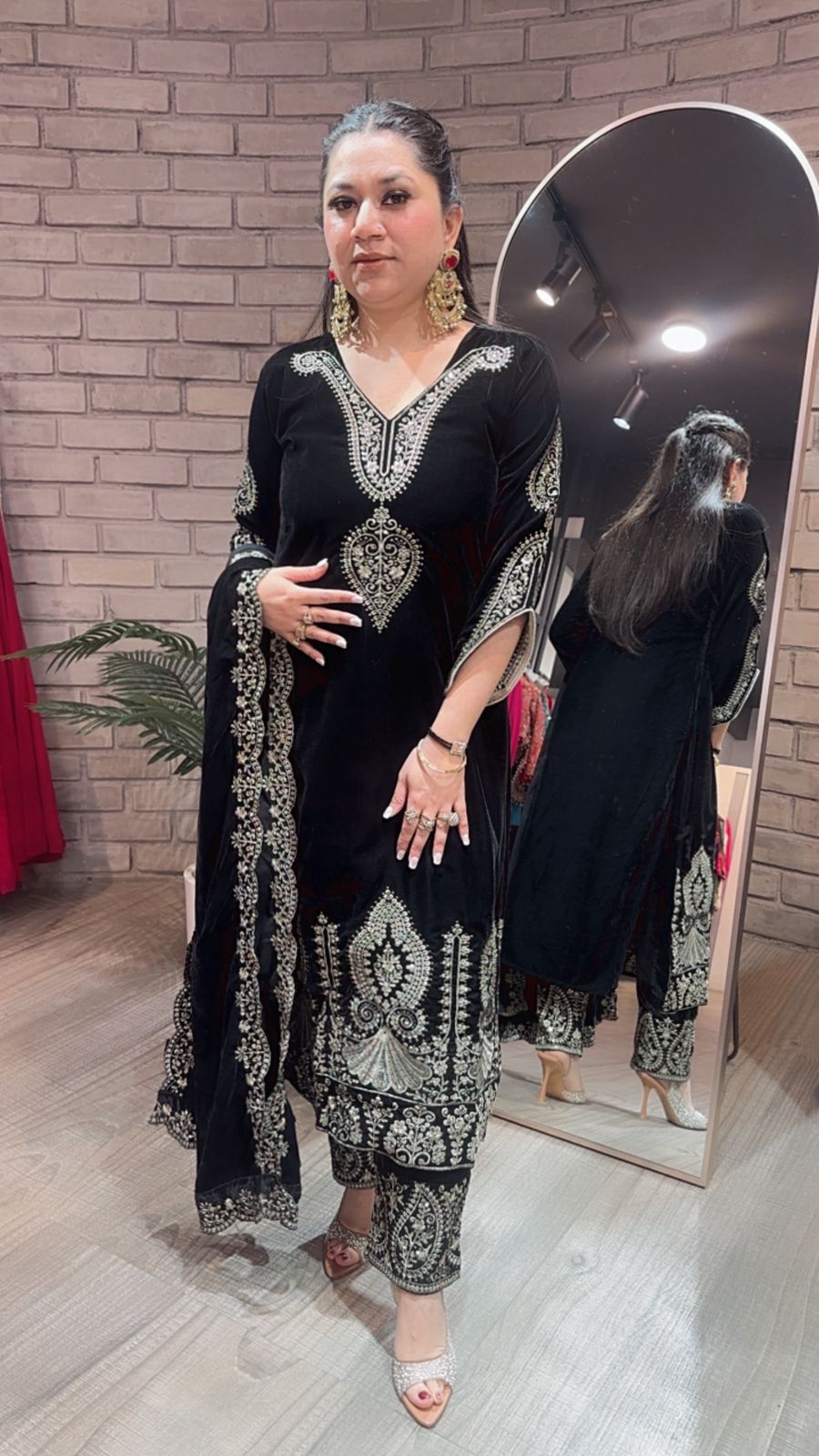 Tehseen Black Designer velvet Suit